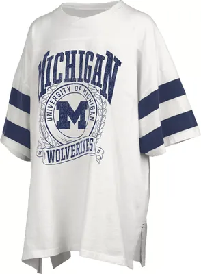 Pressbox Women's Michigan Wolverines White Oversized Rock N' Roll Crewneck T-Shirt