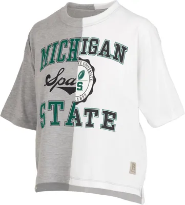 Pressbox Women's Michigan State Spartans Grey & White Half and T-Shirt