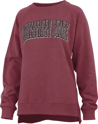 Pressbox Women's Mississippi State Bulldogs Maroon Michelin Twisted Crew Pullover Sweatshirt