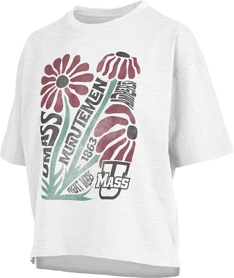 Pressbox Women's UMass Minutemen White Daisy Crop T-Shirt