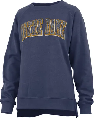 Pressbox Women's Notre Dame Fighting Irish Navy Michelin Twisted Crew Pullover Sweatshirt