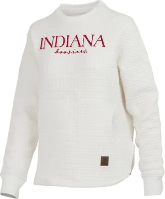 Pressbox Women's Indiana Hoosiers Ivory Bubble Knit Crew Pullover Sweatshirt