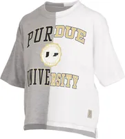 Pressbox Women's Purdue Boilermakers Grey & White Half and Half T-Shirt