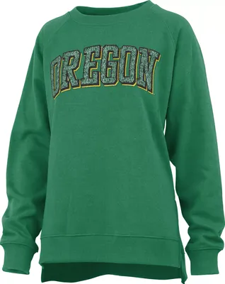 Pressbox Women's Oregon Ducks Green Michelin Twisted Crew Pullover Sweatshirt