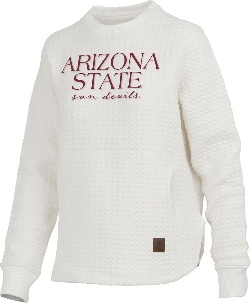 Pressbox Women's Arizona State Sun Devils Ivory Bubble Knit Crew Pullover Sweatshirt