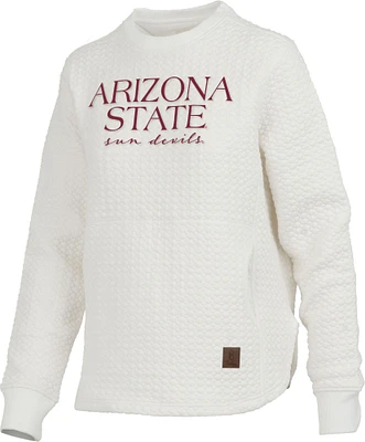 Pressbox Women's Arizona State Sun Devils Ivory Bubble Knit Crew Pullover Sweatshirt