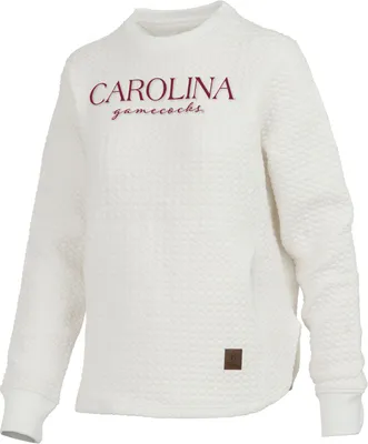 Pressbox Women's South Carolina Gamecocks Ivory Bubble Knit Crew Pullover Sweatshirt