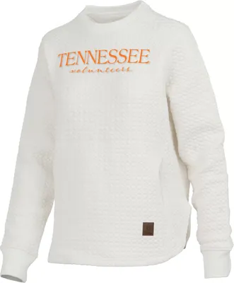 Pressbox Women's Tennessee Volunteers Ivory Bubble Knit Crew Pullover Sweatshirt