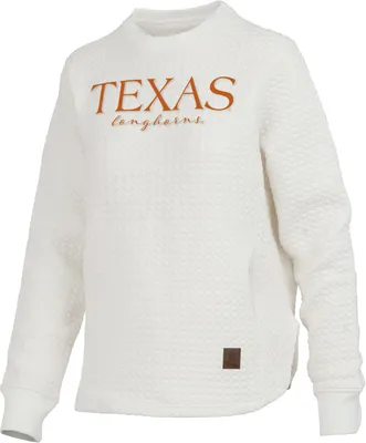 Pressbox Women's Texas Longhorns Ivory Bubble Knit Crew Pullover Sweatshirt