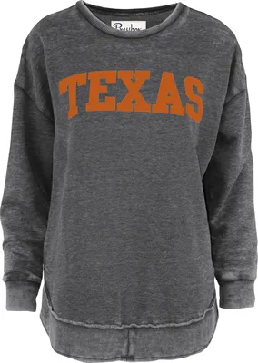 Pressbox Women's Texas Longhorns Black Coastal Arch Crew Pullover Sweatshirt