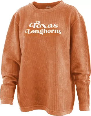 Pressbox Women's Texas Longhorns Burnt Orange Easy Corded Crew Neck Sweatshirt