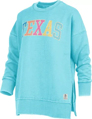 Pressbox Women's Texas Longhorns Mint Sunshine Chenille Crew Pullover Sweatshirt