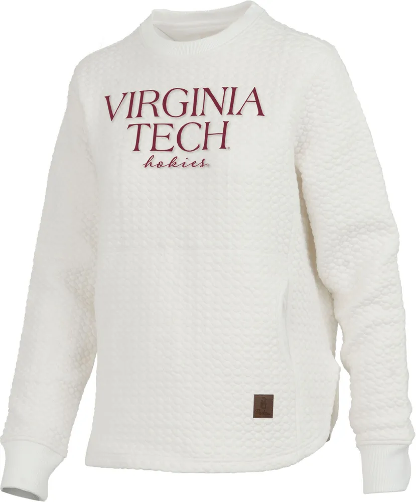 Pressbox Women's Virginia Tech Hokies Ivory Bubble Knit Crew Pullover Sweatshirt