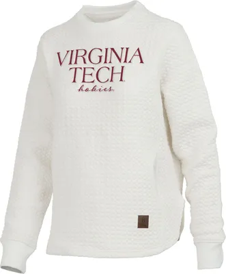 Pressbox Women's Virginia Tech Hokies Ivory Bubble Knit Crew Pullover Sweatshirt