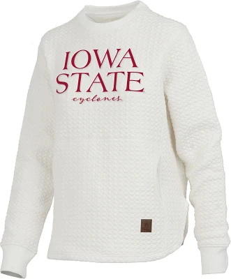 Pressbox Women's Iowa State Cyclones Ivory Bubble Knit Crew Pullover Sweatshirt