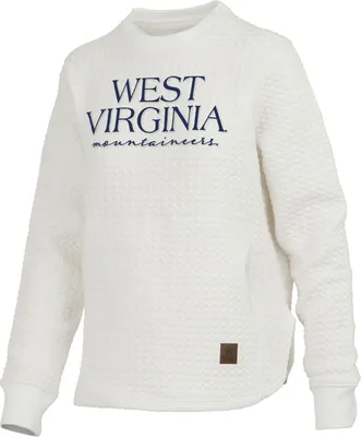 Pressbox Women's West Virginia Mountaineers Ivory Bubble Knit Crew Pullover Sweatshirt