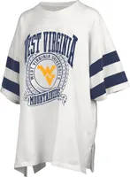 Pressbox Women's West Virginia Mountaineers White Oversized Rock N' Roll Crewneck T-Shirt