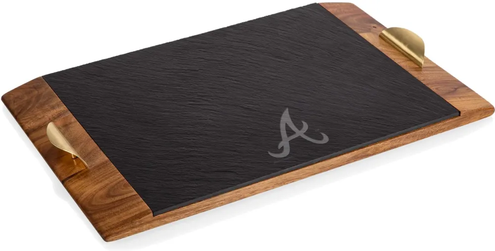 Picnic Time Atlanta Braves Acacia and Covina Slate Serving Tray