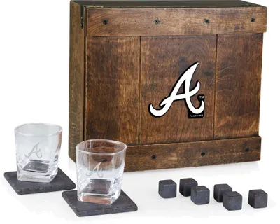 Picnic Time Atlanta Braves Whiskey Box Gift Set