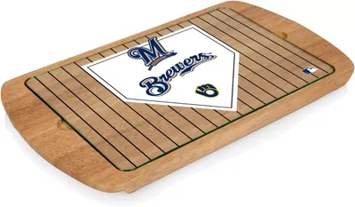 Picnic Time Milwaukee Brewers Glass Top Serving Tray