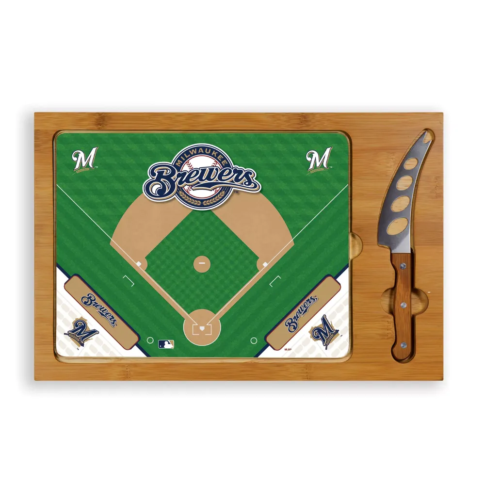 Picnic Time Milwaukee Brewers Glass Top Serving Board Set