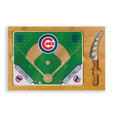 Picnic Time Chicago Cubs Glass Top Serving Board Set