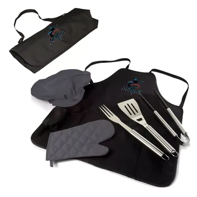 Picnic Time Miami Marlins Apron Tote Pro Grill Set