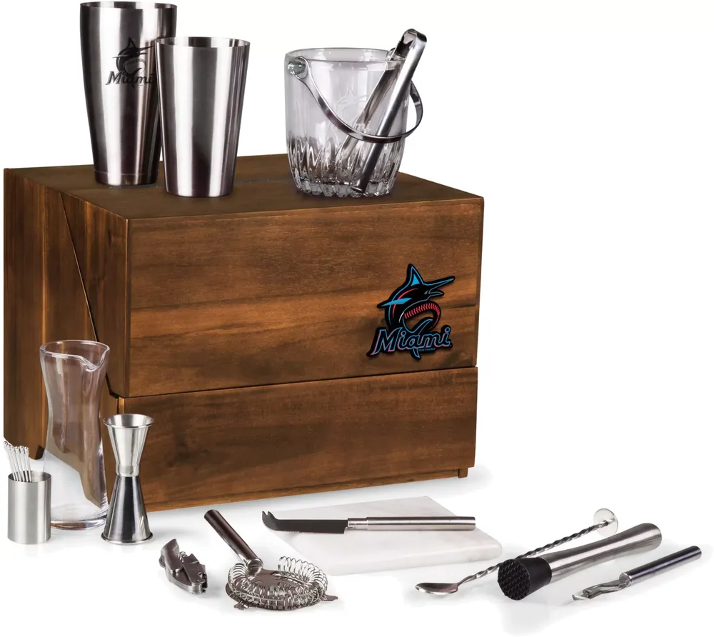 Picnic Time Miami Marlins Madison Tabletop Bar Tool Set