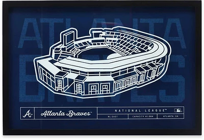 Open Road Brands Atlanta Braves Navy Stadium Glass Framed Sign