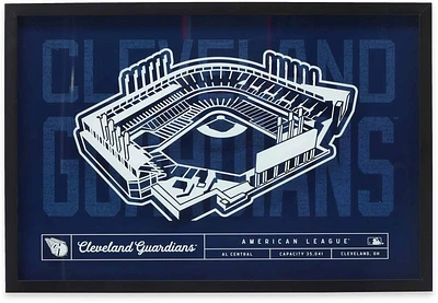 Open Road Brands Cleveland Guardians Navy Stadium Glass Framed Sign