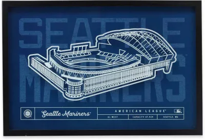 Open Road Brands Seattle Mariners Navy Stadium Glass Framed Sign