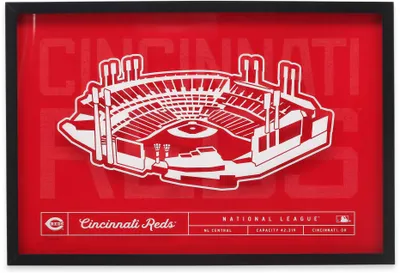 Open Road Brands Cincinnati Reds Red Stadium Glass Framed Sign