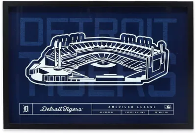 Open Road Brands Detroit Tigers Navy Stadium Glass Framed Sign