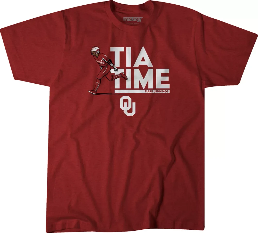 BreakingT Oklahoma Sooners Crimson Tiare Jennings Tia Time Softball T-Shirt