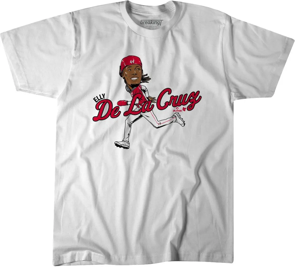 BreakingT Men's Cincinnati Reds Elly De La Cruz Caricature Graphic T-Shirt