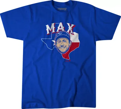 BreakingT Men's Texas Rangers Max Scherzer Blue Graphic T-Shirt