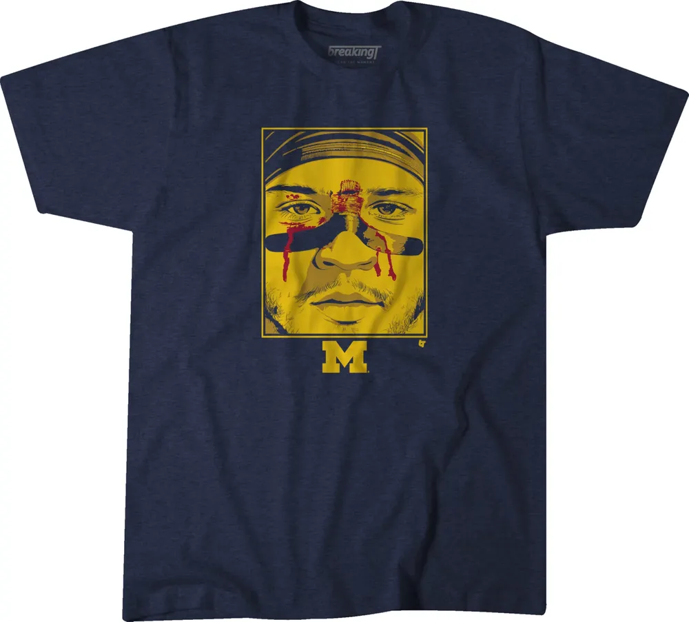 BreakingT Men's Michigan Wolverines Blue Black Corum Nose T-Shirt