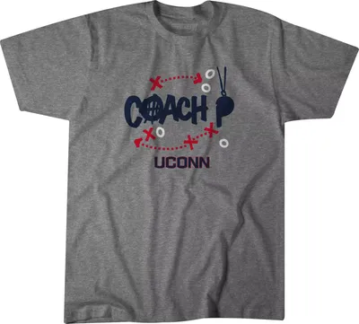 BreakingT UConn Huskies Women's Basketball Paige Bueckers Coach P Grey T-Shirt