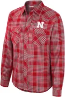 Wrangler Men's Nebraska Cornhuskers Scarlet Plaid Button Down Shirt