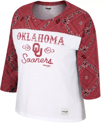 Wrangler Women's Oklahoma Sooners White Bandana 3/4 Sleeve Shirt