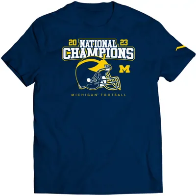 Valiant Adult 2023 College Football National Champions Michigan Wolverines Helmet T-Shirt