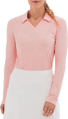 Foray Golf Women's V-Neck Ribbed Long Sleeve Polo