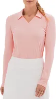 Foray Golf Women's V-Neck Ribbed Long Sleeve Polo