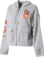 WEAR by Erin Andrews Women's Clemson Tigers  Grey Cropped Full Zip Hoodie