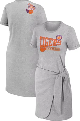 WEAR by Erin Andrews Women's Clemson Tigers  Grey Knotted Shirt Dress
