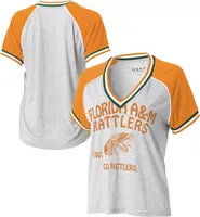 WEAR by Erin Andrews Women's Florida A&M Rattlers Grey Raglan Short Sleeve V-Neck T-Shirt