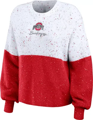 WEAR by Erin Andrews Women's Ohio State Buckeyes Red/White Fleck Pullover Sweater