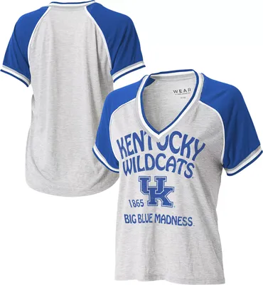 WEAR by Erin Andrews Women's Kentucky Wildcats Grey Raglan Short Sleeve V-Neck T-Shirt