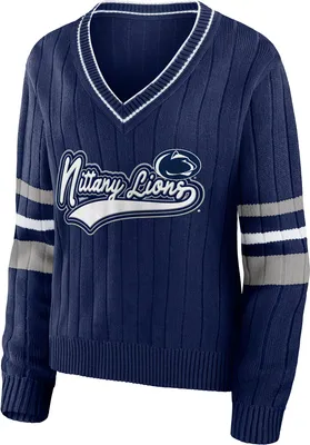 WEAR by Erin Andrews Women's Penn State Nittany Lions Blue Vintage V-Neck Pullover Sweater