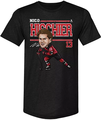 500 Level Youth New Jersey Devils Nico Hischier Cartoon Black T-Shirt